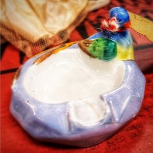 Vintage Japanese Lusterware bird ashtray
